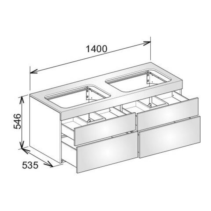 Keuco Waschtischunterbau EDITION 400 1400 x 546 x 535 mm, ohne Hahnlochbohrung titan, Glas titan matt