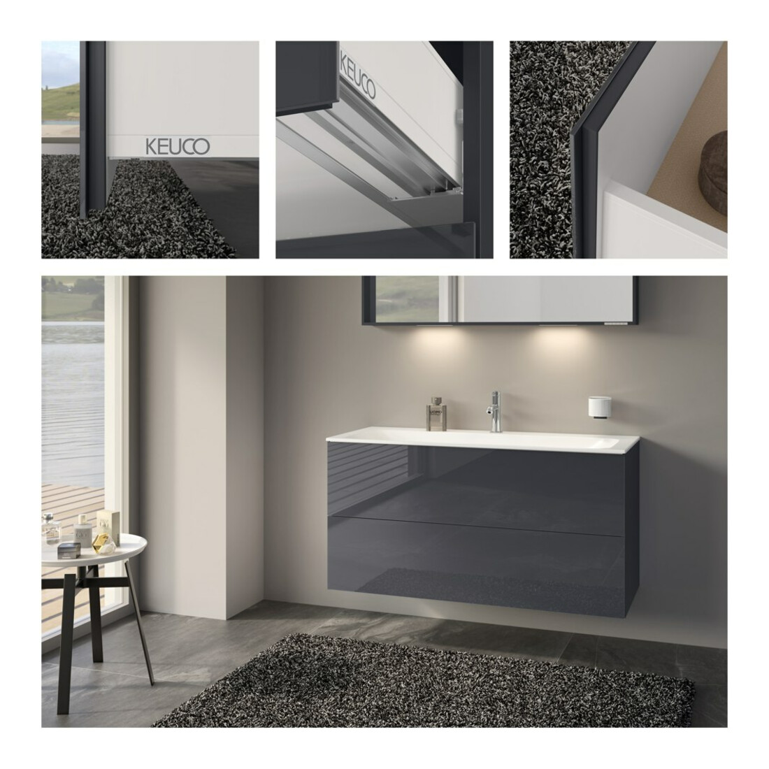 Keuco Waschtischunterschrank X-Line D an m, Gl an k, 120x60,5x49cm, 2 Ausz.