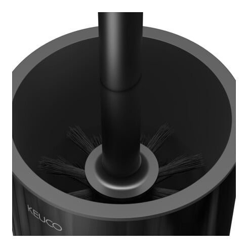 Keuco WC-Bürstengarnitur REVA 12864 Wd.Mod., m Echtkr.-Glas matt., sw matt