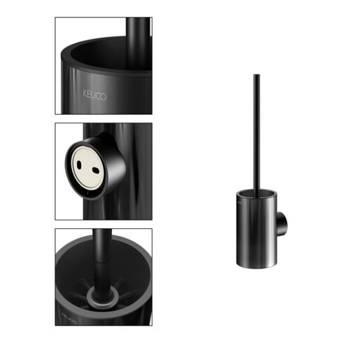 Keuco WC-Bürstengarnitur REVA 12864 Wd.Mod., m Echtkr.-Glas matt., sw matt