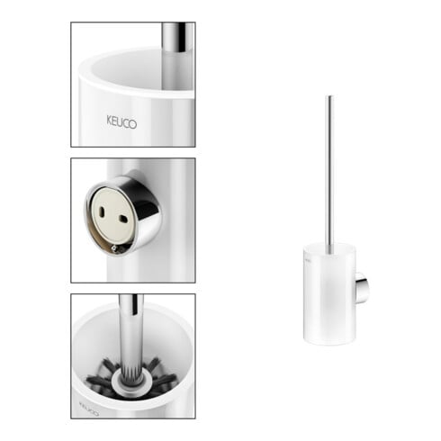 Keuco WC-Bürstengarnitur REVA 12864 Wd.Mod., m Echtkr.-Glas matt., verchromt