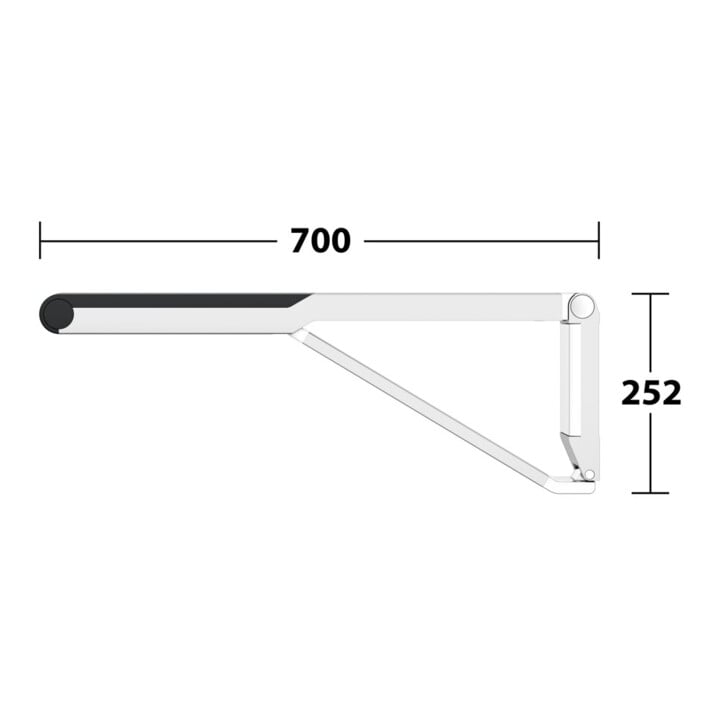 Keuco WC-Stützklappgriff AXESS Aluminium silber-eloxiert/schwarz, 700mm