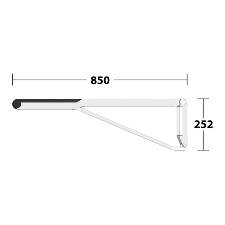 Keuco WC-Stützklappgriff AXESS Aluminium silber-eloxiert/schwarz, 850mm