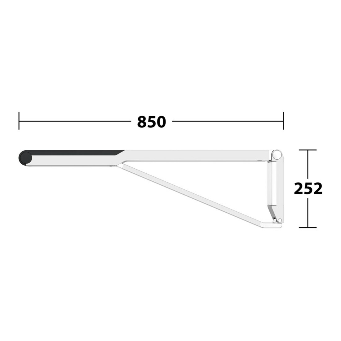 Keuco WC-Stützklappgriff AXESS Aluminium silber-eloxiert/schwarz, 850mm