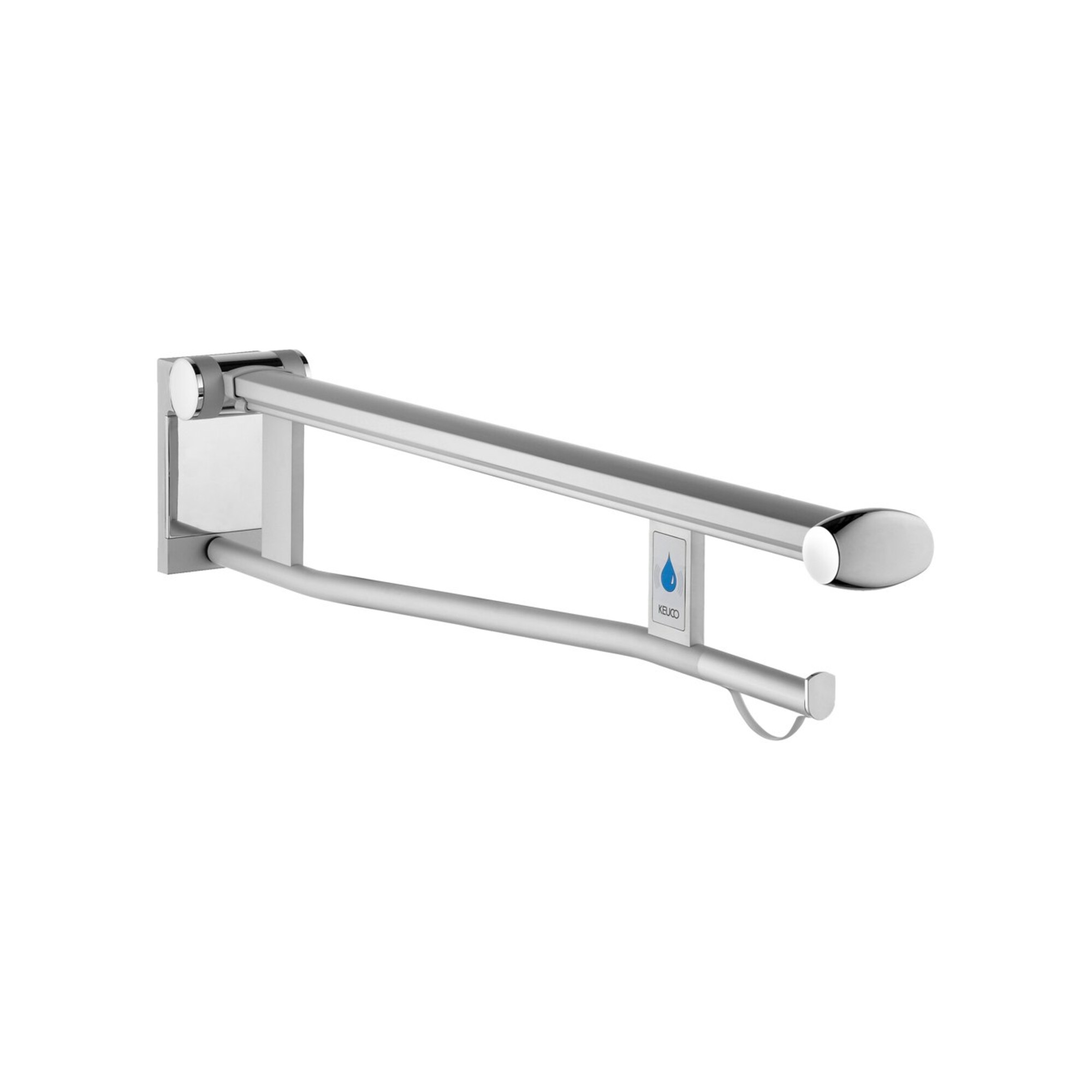 Keuco WC-Stützklappgriff Plan Care 700mm, li, Alu silber-elox/sw-grau