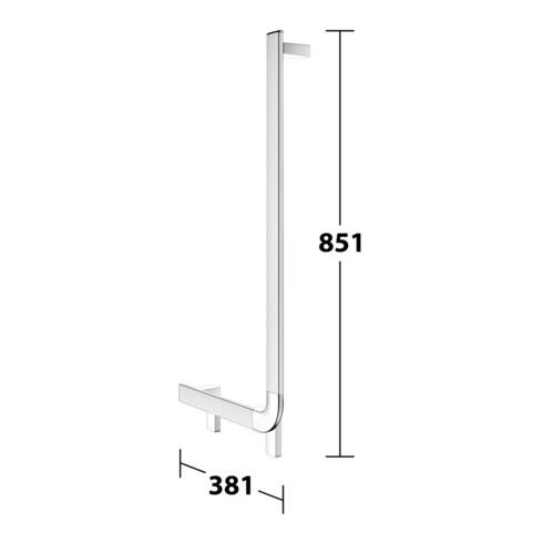Keuco Winkelgriff AXESS 90G, li AF, vc, 381x851mm, AL si-elox/vc