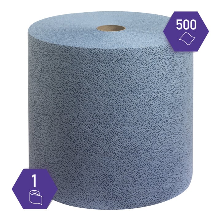 Kimtech Chiffons de procédé, 1 rouleau de 500 grandes lingettes bleues