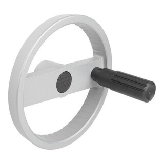 KIPP 2-Speichenhandrad D1=125 Form C Aluminium silber Passbohrung mit Nut D2=14