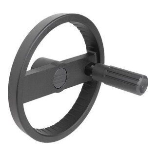 KIPP 2-Speichenhandrad D1=125 Form E Aluminium schwarz mit Passbohrung D2=12