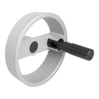 KIPP 2-Speichenhandrad D1=125 Form E Aluminium silber