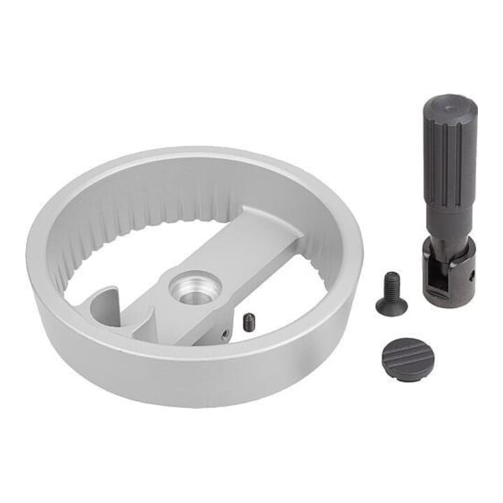 KIPP 2-Speichenhandrad D1=125 Form E Aluminium silber