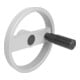 KIPP 2-Speichenhandrad D1=125 Form E Aluminium silber St.