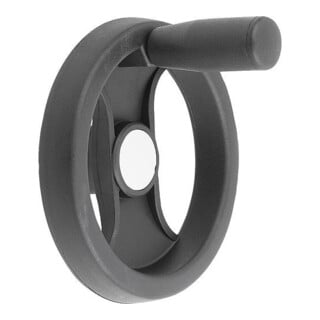 KIPP 2-Speichenhandrad D1=129 Passbohrung mit Nut D2=14H7 Polyamid schwarz
