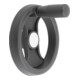 KIPP 2-Speichenhandrad D1=129 Passbohrung mit Nut D2=14H7 Polyamid schwarz