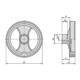 KIPP 2-Speichenhandrad D1=159 Polyamid Passbohrung mit Nut D2=14H7 B3=5 T=16,3