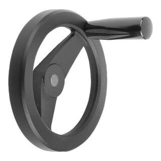 KIPP 2-Speichenhandrad D1=160 D2=16H7 Aluminium schwarz pulverbeschichtet