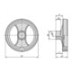 KIPP 2-Speichenhandrad D1=80 Passbohrung D2=10H7 Polyamid ohne Griff