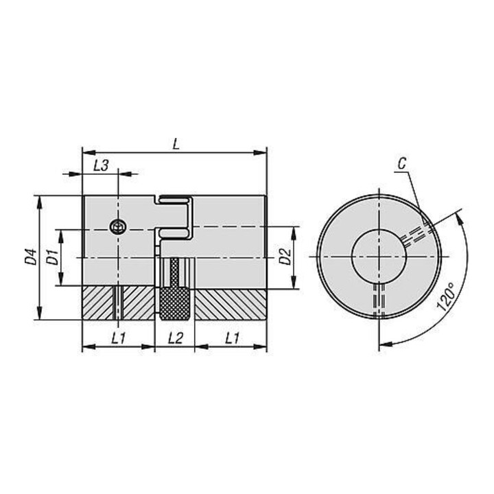 KIPP Accouplement à griffes élastomère serrage Gr. 12 D1=8 D2=8 L=34