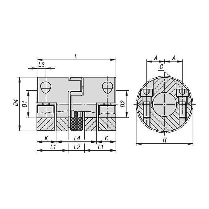 KIPP Accouplement à griffes en élastomère Gr.24 D1=18 D2=19 L=78 Al.