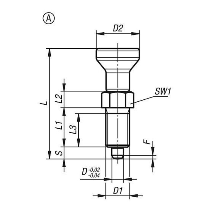 KIPP Arretierbolzen GR.0 D1=M08X1 D=4 Form A Raste Nut Kontermutter