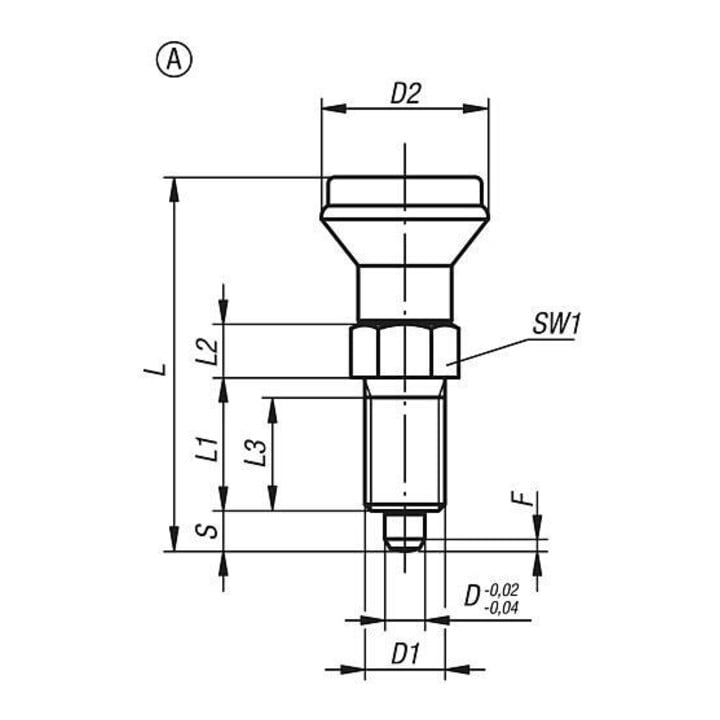 KIPP Arretierbolzen Gr. 2 M12 x 1,5 Ø 6 Form A ohne Rastnut Kontermutter E.