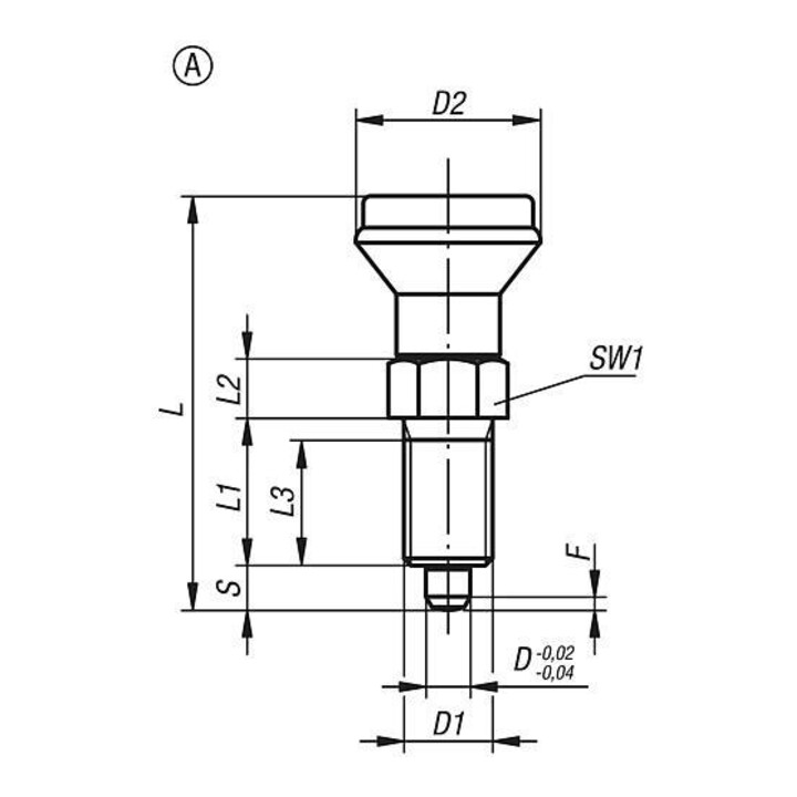 KIPP Arretierbolzen GR.3 M16x1,5 D8 Form A ohne Rastnut Kontermutter E