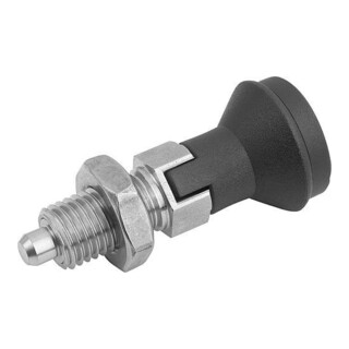 KIPP Arretierbolzen GR.4 D1=M20x1,5 D=10 Form D mit Rastnut Kontermutter edelstahl