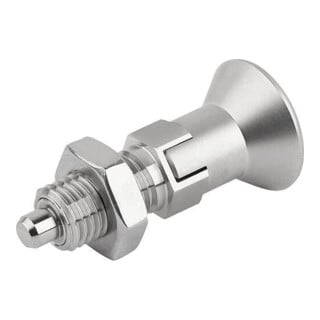 KIPP Arretierbolzen GR.9 D1=M06X0,75 D=3 Form D mit Rastnut Kontermutter Edels.