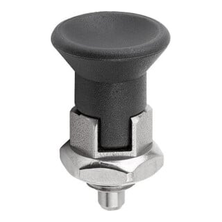 KIPP Arretierbolzen GR.9 D1=M06X0,75 D=3 Form D mit Rastnut Kontermutter ku.