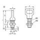 KIPP Arretierbolzen mit Ösengriff Gr.0 M08x1 D4 Form B ohne Rastnut mit Kontermutter