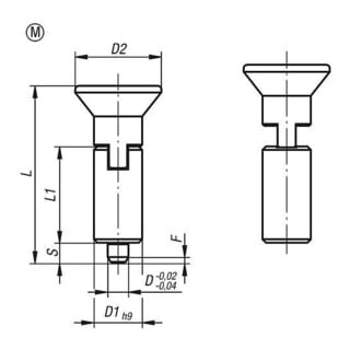 KIPP Arretierbolzen mit Rastnut Gr.2 Form M Stahl gehärtet Thermoplast schwarz