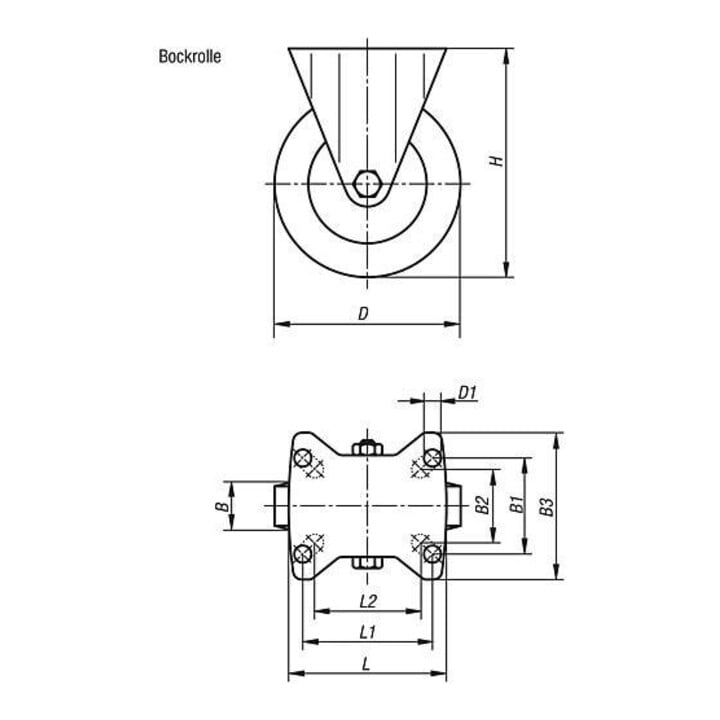 KIPP Bockrolle 125mm Thermoplast für Hygienebereich