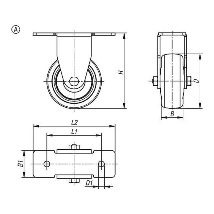 KIPP Bockrolle Form A Ø 80mm B 32mm thermoplast elektrisch leitfähig