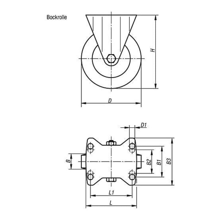 KIPP Bockrolle ohne Feststellsystem Polyamid Stahl Ø 100 B 37