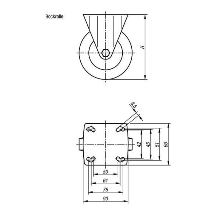 KIPP Bockrolle ohne Feststellsystem thermoplast elektrisch leitfähig Stahl