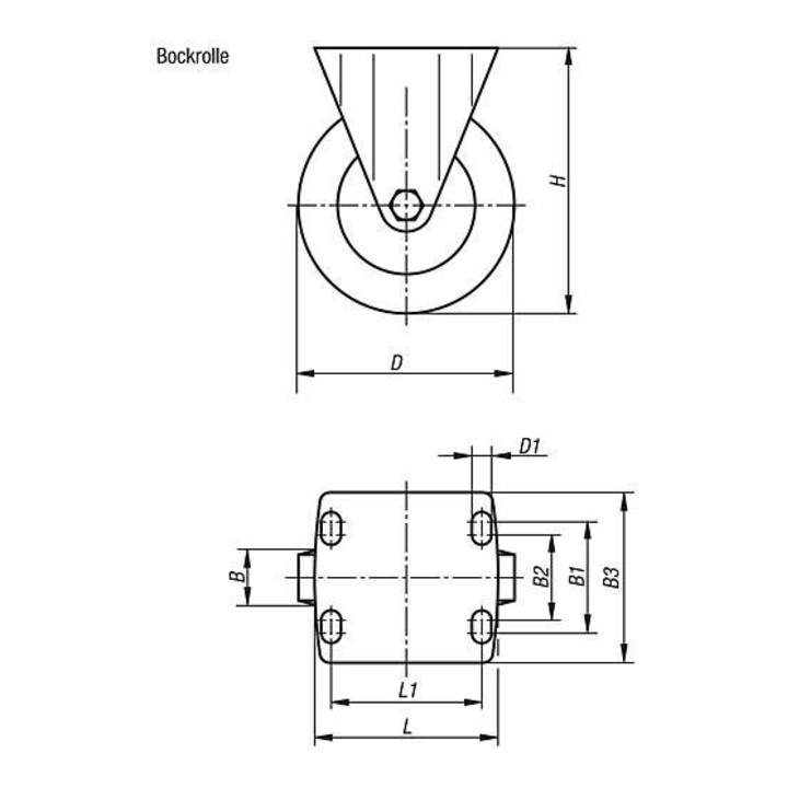 KIPP Bockrolle Polyurethan Stahl Ø 250 B 60