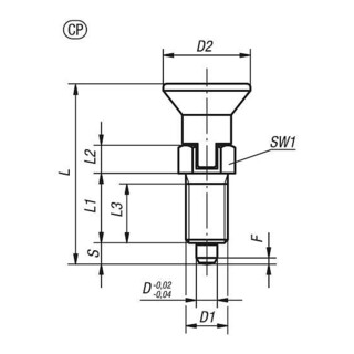 KIPP Borgpen M10x1 Ø 5mm vorm CP met draadborging