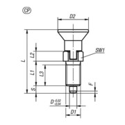 KIPP Borgpen M10x1 Ø 5mm vorm CP met draadborging