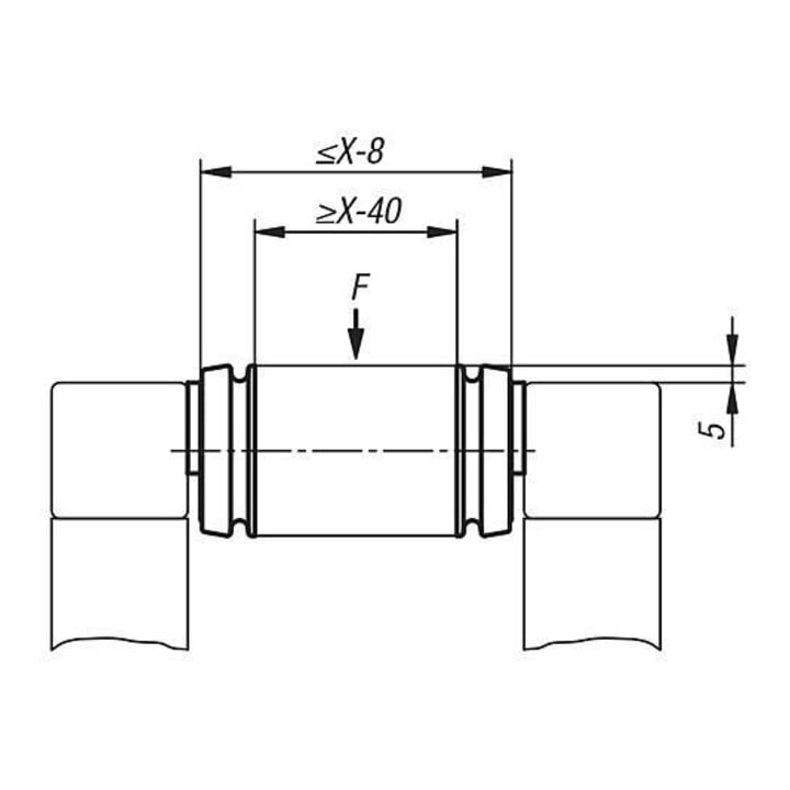 KIPP Bride de palier pour rouleau de transport D50 polyamide à roulement à billes Set 2