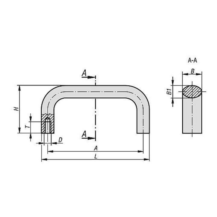 KIPP Bügelgriff Oval A 100 L 113 M06 Aluminium blank gleitgeschliffen
