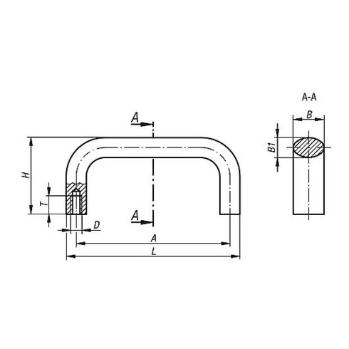 KIPP Bügelgriff oval Aluminium schwarz pulverbeschichtet