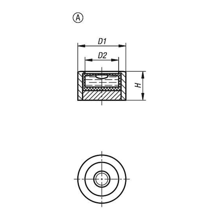 KIPP Cylindrische buslibel Vorm A 18 x 11 mm messing 30' gevoeligheid