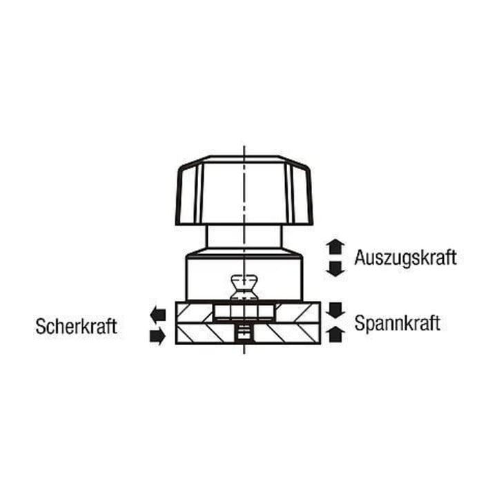 KIPP Drehspannverschluss schwere Ausführung KOMP:E Ø8 H48 Edelstahl A2 blank