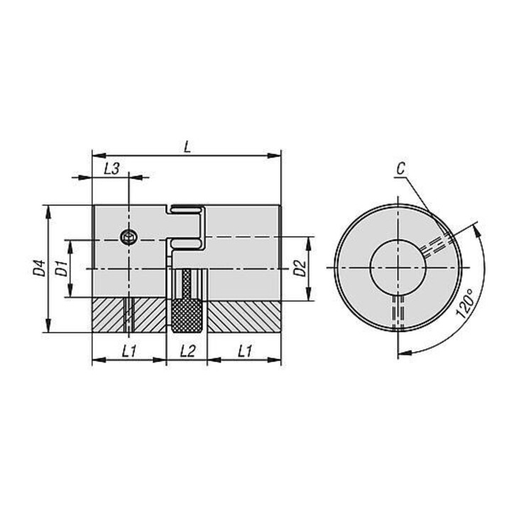 KIPP Elastomeer-klauwkoppeling klem Gr.14 H=8 B=8 D=35 E