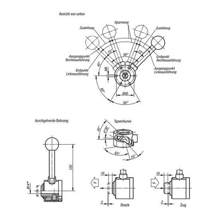 KIPP Élement de serrage actima acier droit traction perçage traversant