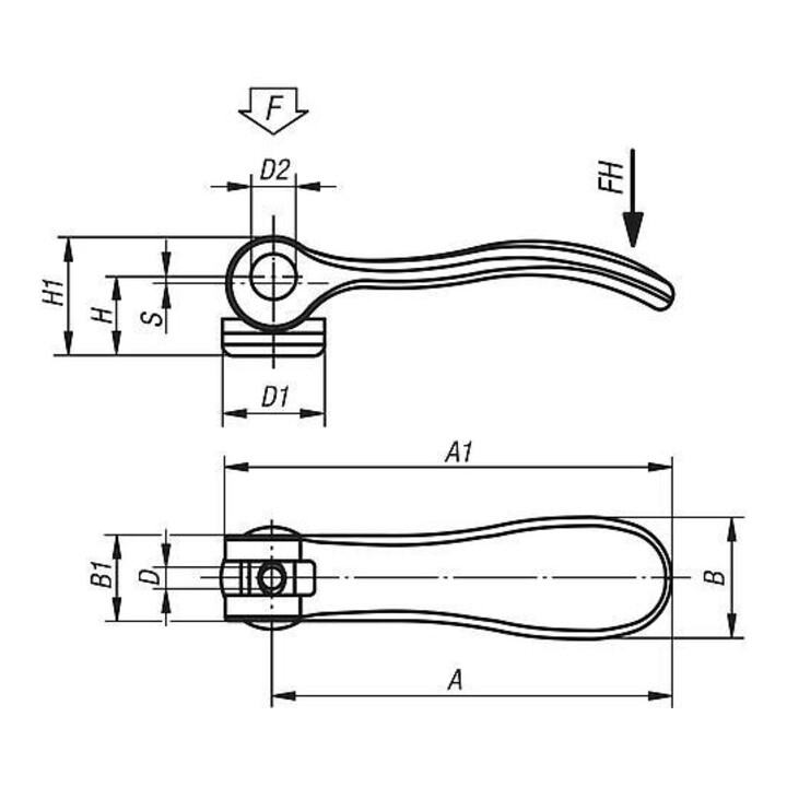 KIPP Exzenterhebel GR.9 Aluminium schwarz pulverbeschichtet 36,2 x 14,4mm