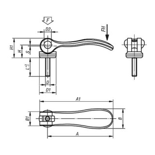 KIPP Exzenterhebel Gr.0, Aluminium schwarz pulverbeschichtet, Stahl