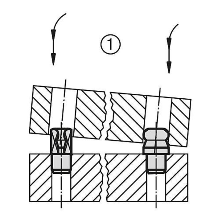 KIPP Goujon de fixation fileté intérieur unilatéral Gr. 1 C=8 I=8 G=M03 Forme D décalée