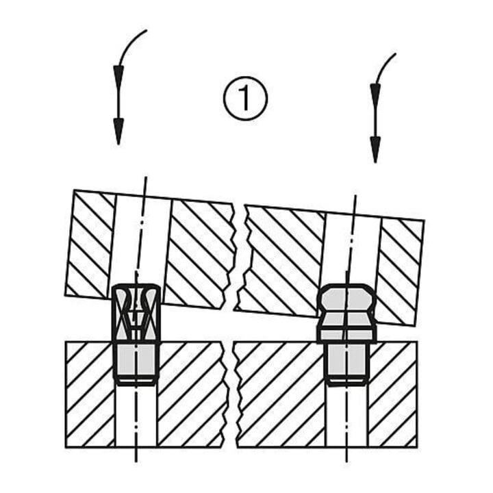 KIPP Goujon de fixation fileté intérieur unilatéral M02,5 forme C avec embout sphérique