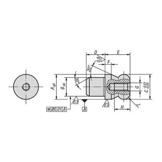 KIPP Goujon de fixation fileté interne unilatéral Gr. 1 C=20 I=20 G=M05 Forme B décalée